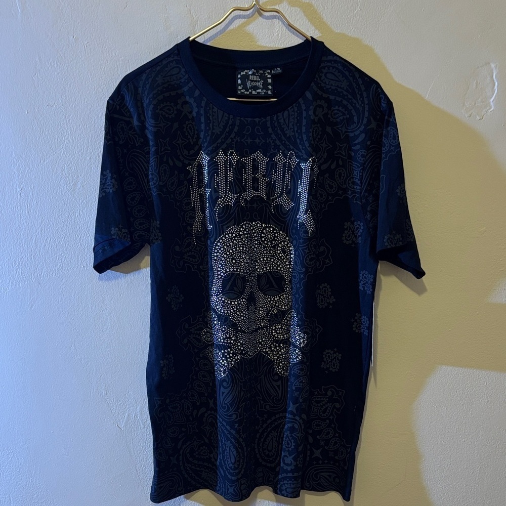 Rebels Dark Blue Graphic Skull Tee